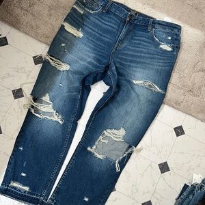 NWT 32 14 ABERCROMBIE ANNIE HI RISE MOM GIRLFRIEND JEANS DESTROYED JEAN …